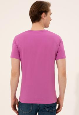 Erkek Menekşe Bisiklet Yaka Tişört - 50247339162