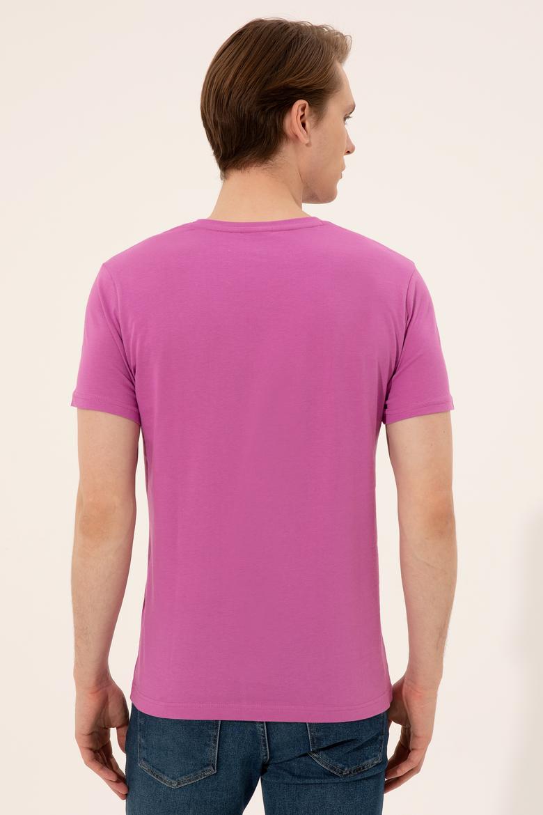 Erkek Menekşe Bisiklet Yaka Tişört - 50247339162