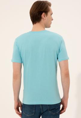 Erkek Turkuaz Bisiklet Yaka Tişört - 50247339202