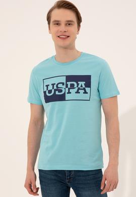 Erkek Turkuaz Bisiklet Yaka Tişört - 50247339202