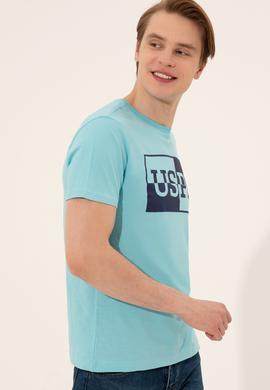 Erkek Turkuaz Bisiklet Yaka Tişört - 50247339202