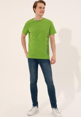 Erkek Elma Yeşili Bisiklet Yaka Tişört - 50248615014