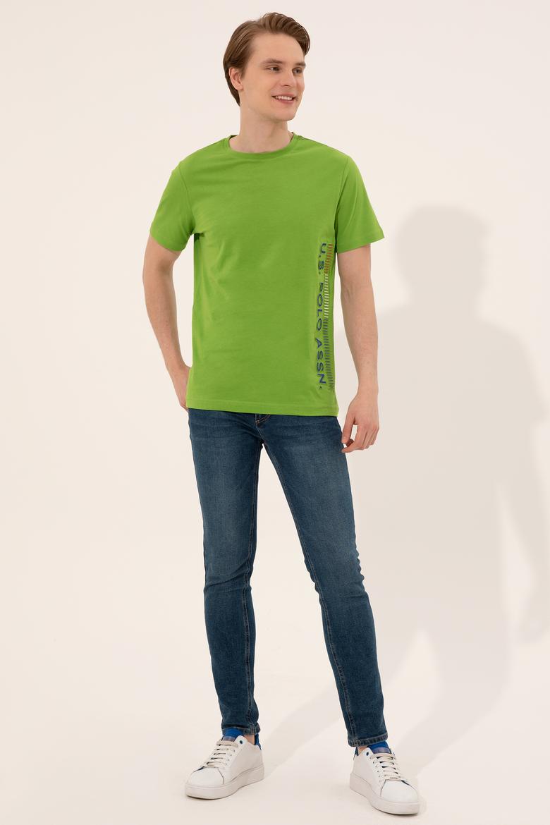 Erkek Elma Yeşili Bisiklet Yaka Tişört - 50248615014