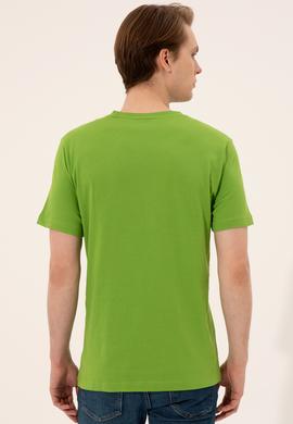 Erkek Elma Yeşili Bisiklet Yaka Tişört - 50248615014