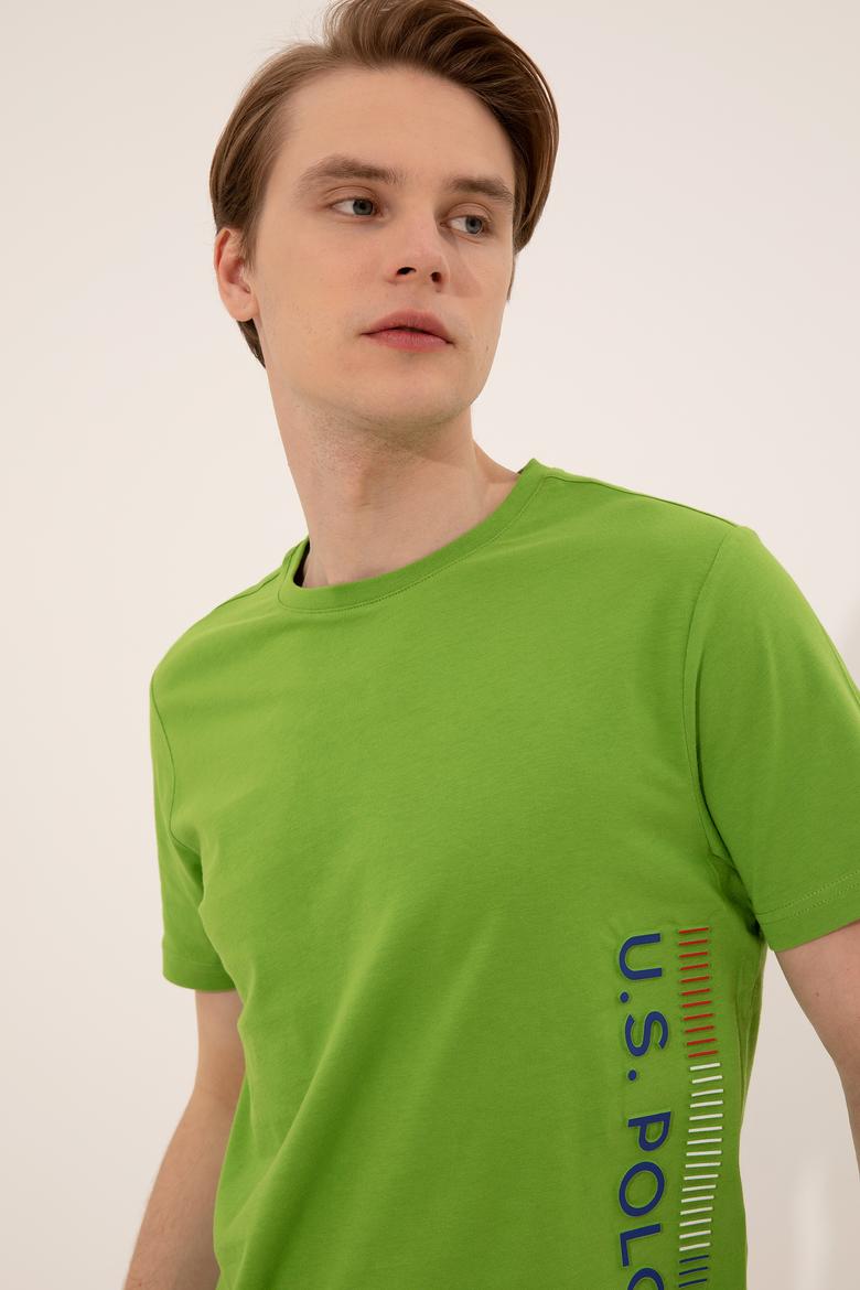 Erkek Elma Yeşili Bisiklet Yaka Tişört - 50248615014