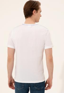 Erkek Beyaz Bisiklet Yaka Tişört - 50246309008