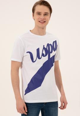 Erkek Beyaz Bisiklet Yaka Tişört - 50248616002