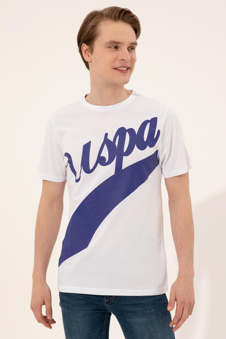 Erkek Beyaz Bisiklet Yaka Tişört - 50248616002