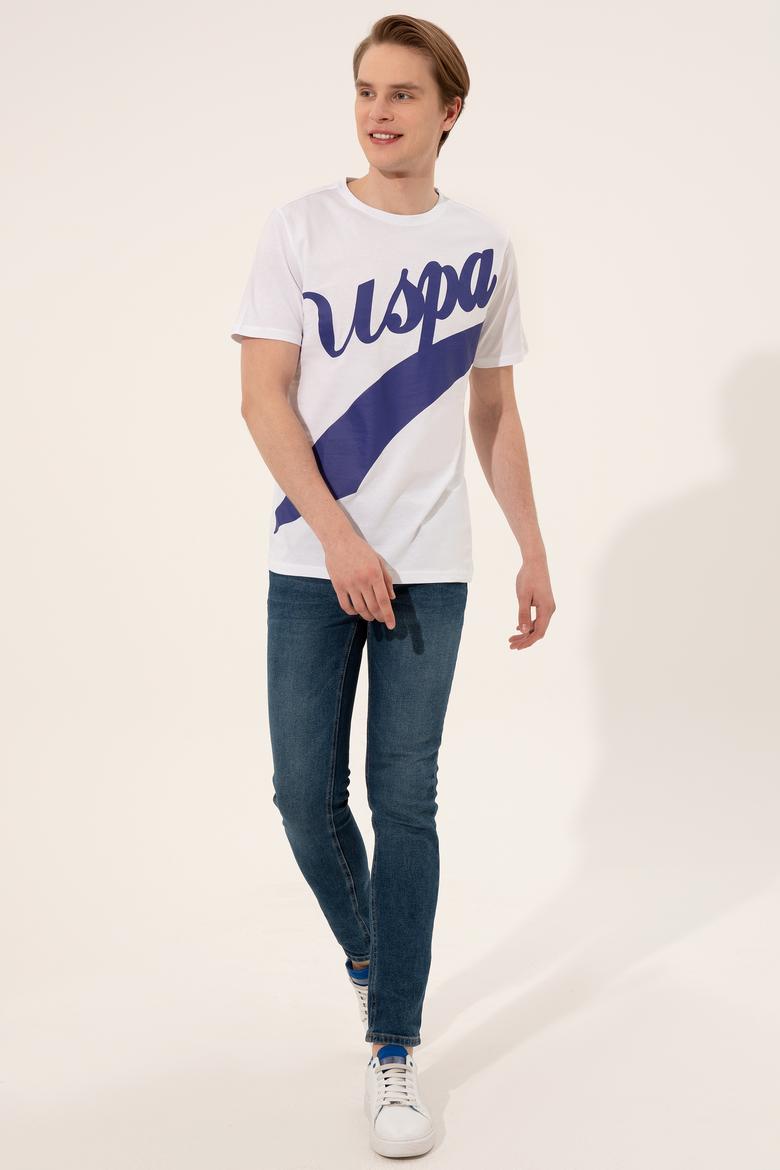 Erkek Beyaz Bisiklet Yaka Tişört - 50248616002