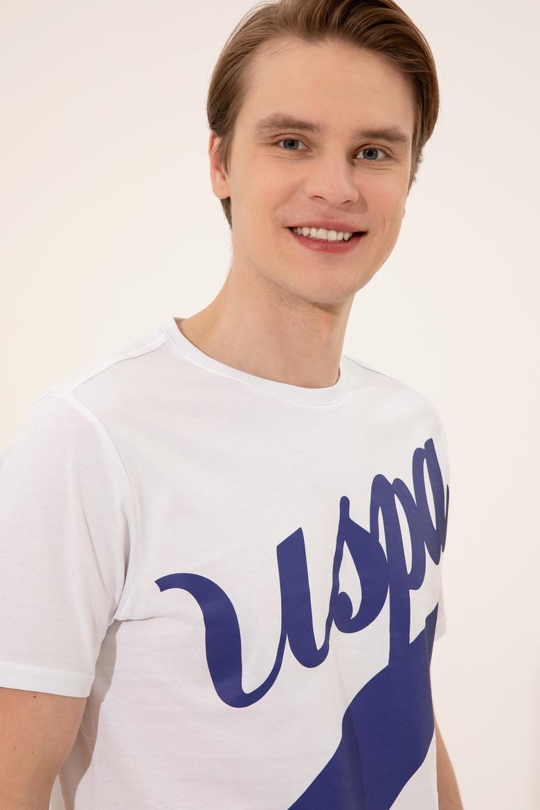 Erkek Beyaz Bisiklet Yaka Tişört - 50248616002