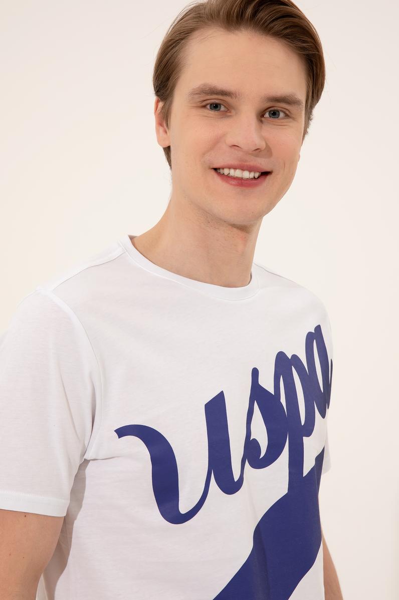 Erkek Beyaz Bisiklet Yaka Tişört