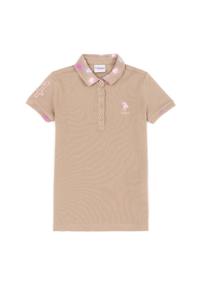 Kız Çocuk Haki Basic Polo Yaka Tişört