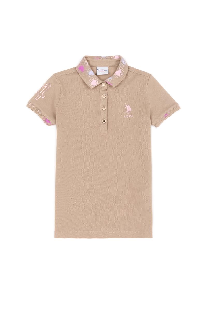 Kız Çocuk Haki Basic Polo Yaka Tişört