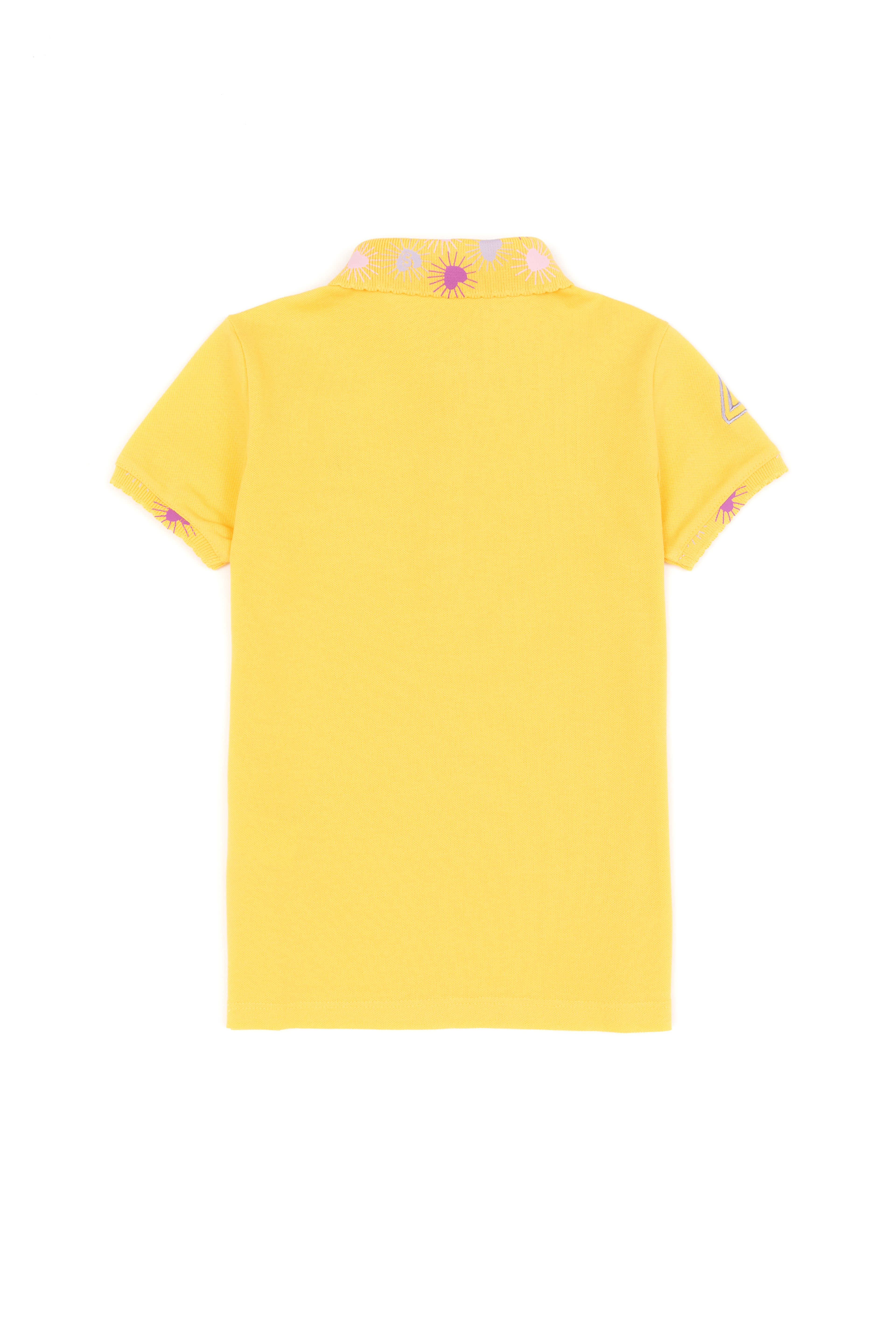 Kız Çocuk Açık Sarı Basic Polo Yaka Tişört