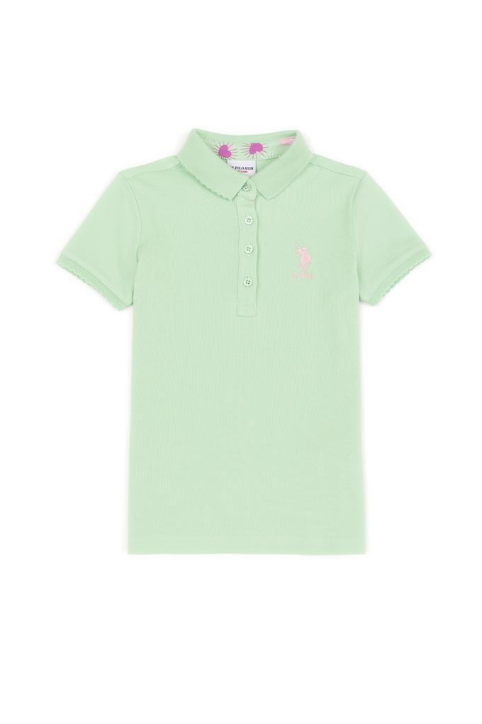 Kız Çocuk Mint Yeşili Basic Polo Yaka Tişört