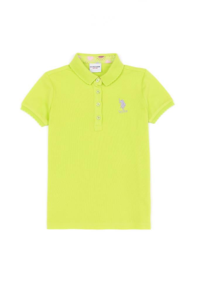 Kız Çocuk Fıstık Yeşili Basic Polo Yaka Tişört