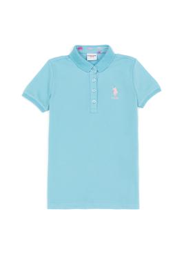 Kız Çocuk Turkuaz Basic Polo Yaka Tişört - 50246800107