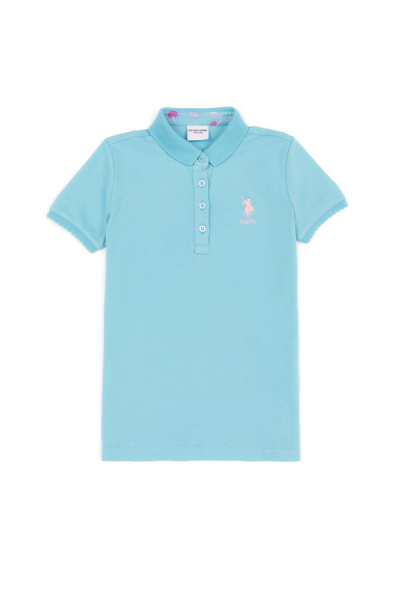 Kız Çocuk Turkuaz Basic Polo Yaka Tişört