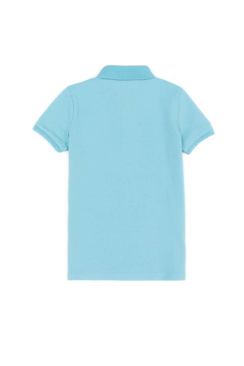 Kız Çocuk Turkuaz Basic Polo Yaka Tişört - 50246800107