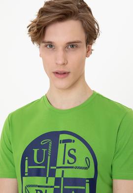 Erkek Elma Yeşili Bisiklet Yaka Tişört - 50247330059