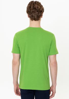 Erkek Elma Yeşili Bisiklet Yaka Tişört - 50247330059