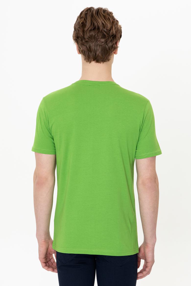 Erkek Elma Yeşili Bisiklet Yaka Tişört - 50247330059