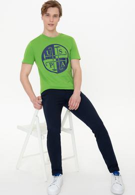 Erkek Elma Yeşili Bisiklet Yaka Tişört - 50247330059