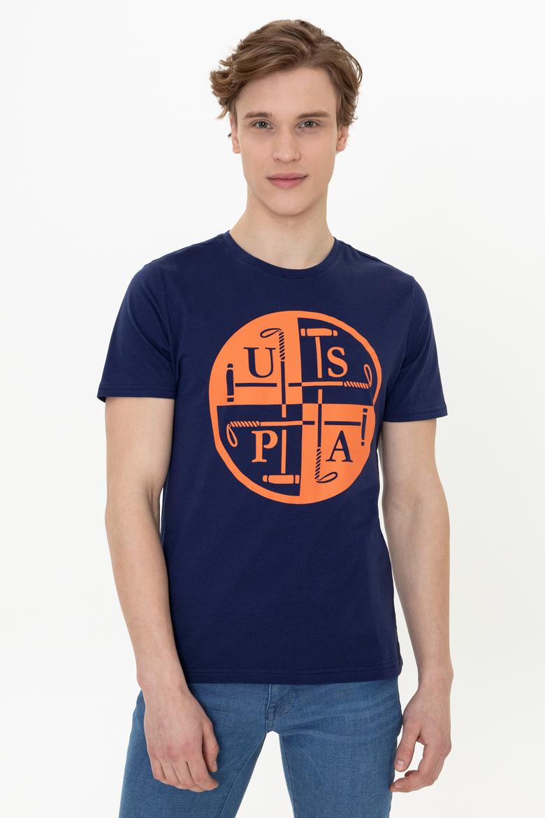 Erkek Lacivert Bisiklet Yaka T-Shirt - 50247330018