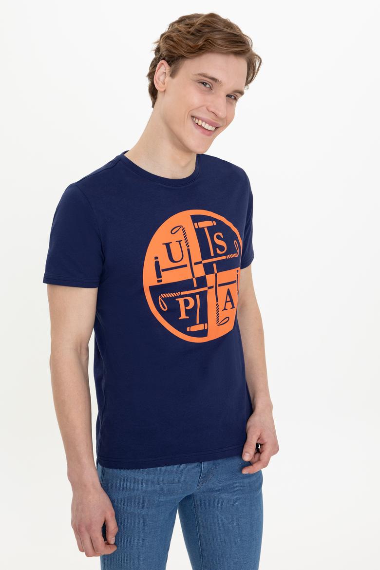 Erkek Lacivert Bisiklet Yaka T-Shirt - 50247330018