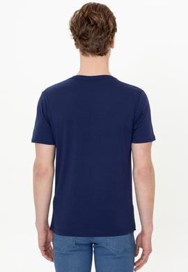 Erkek Lacivert Bisiklet Yaka T-Shirt - 50247330018