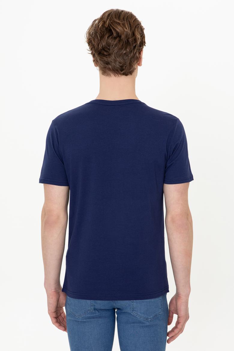 Erkek Lacivert Bisiklet Yaka T-Shirt - 50247330018