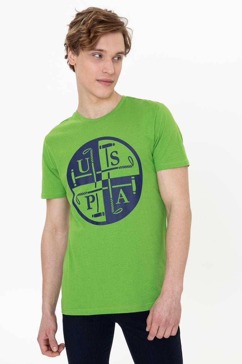 Erkek Elma Yeşili Bisiklet Yaka Tişört - 50247330059