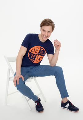 Erkek Lacivert Bisiklet Yaka T-Shirt - 50247330018