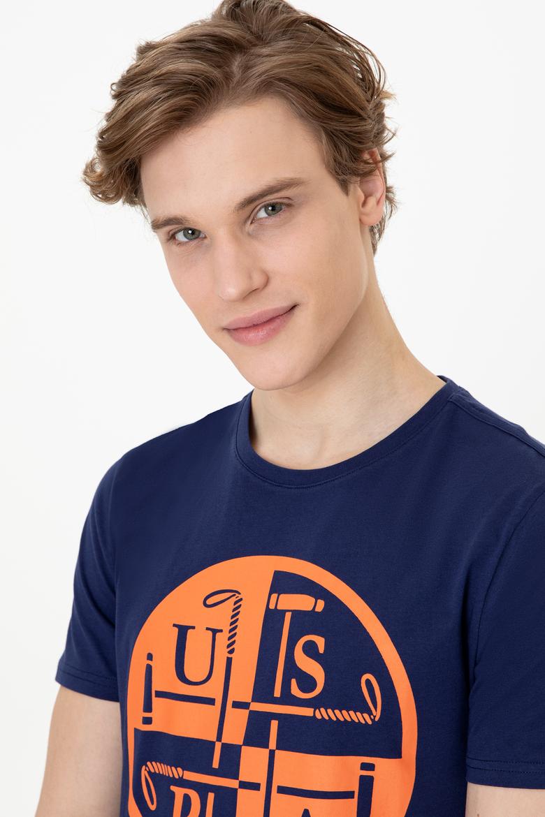 Erkek Lacivert Bisiklet Yaka T-Shirt - 50247330018