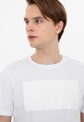 Erkek Beyaz Bisiklet Yaka Tişört - 50248581007