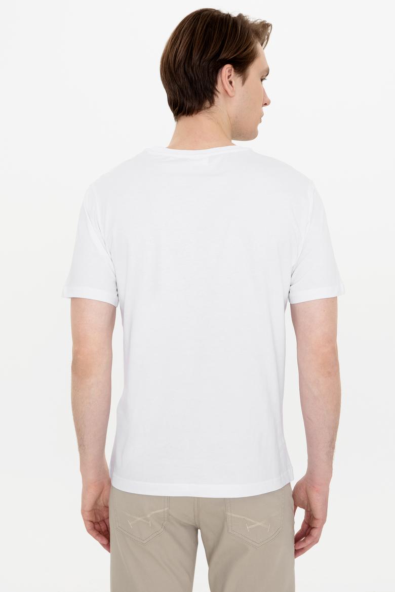 Erkek Beyaz Bisiklet Yaka Tişört - 50248581007