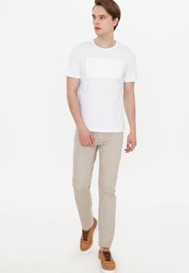 Erkek Beyaz Bisiklet Yaka Tişört - 50248581007