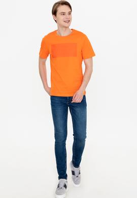 Erkek Turuncu Bisiklet Yaka Tişört - 50248581037