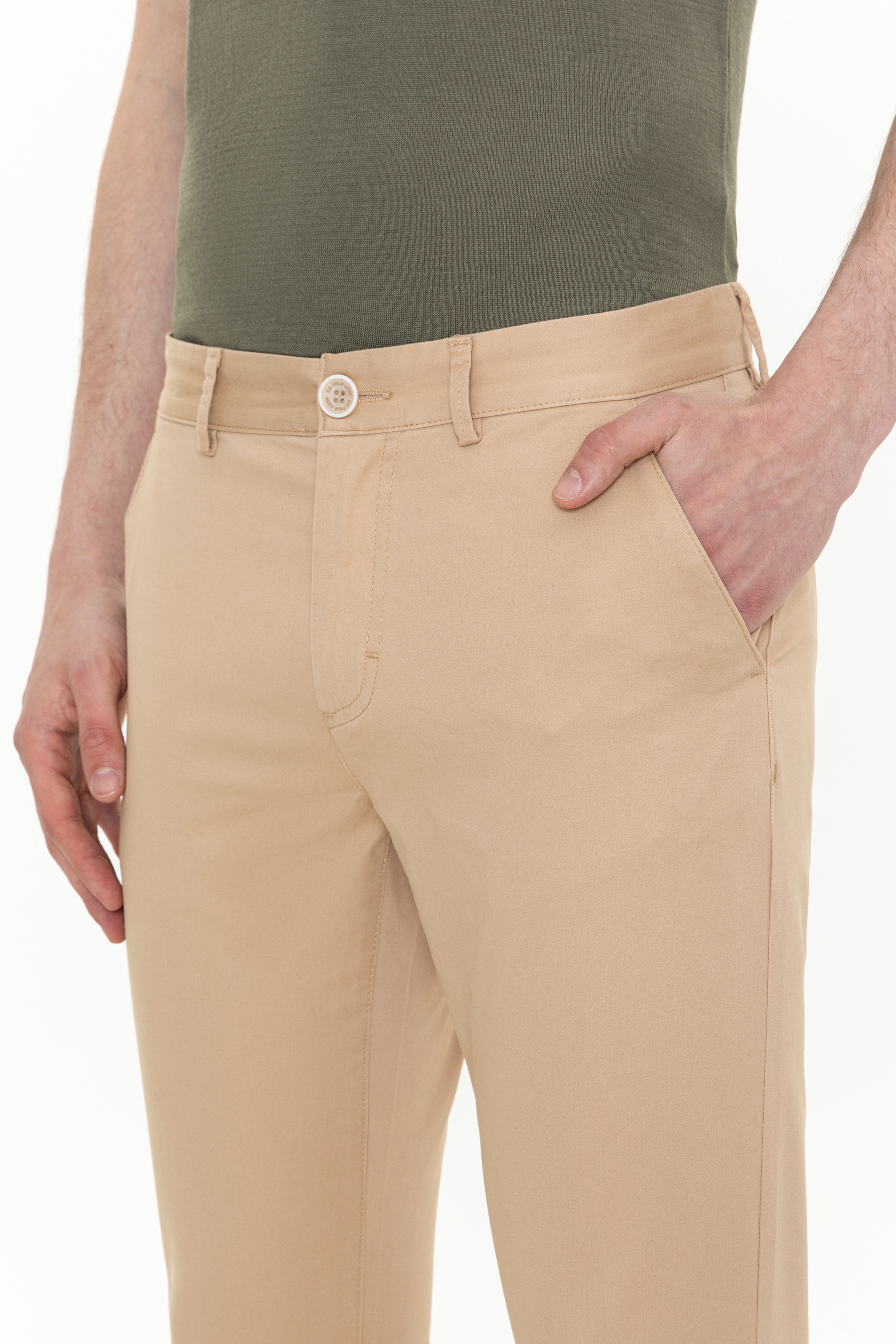 Erkek Slim Fit Kum Kanvas Pantolon - Image 5