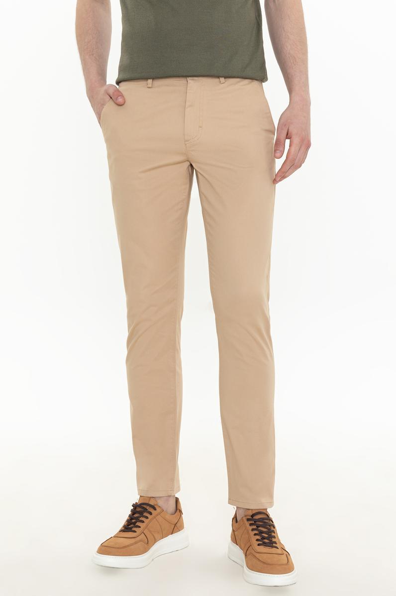 Erkek Slim Fit Kum Kanvas Pantolon