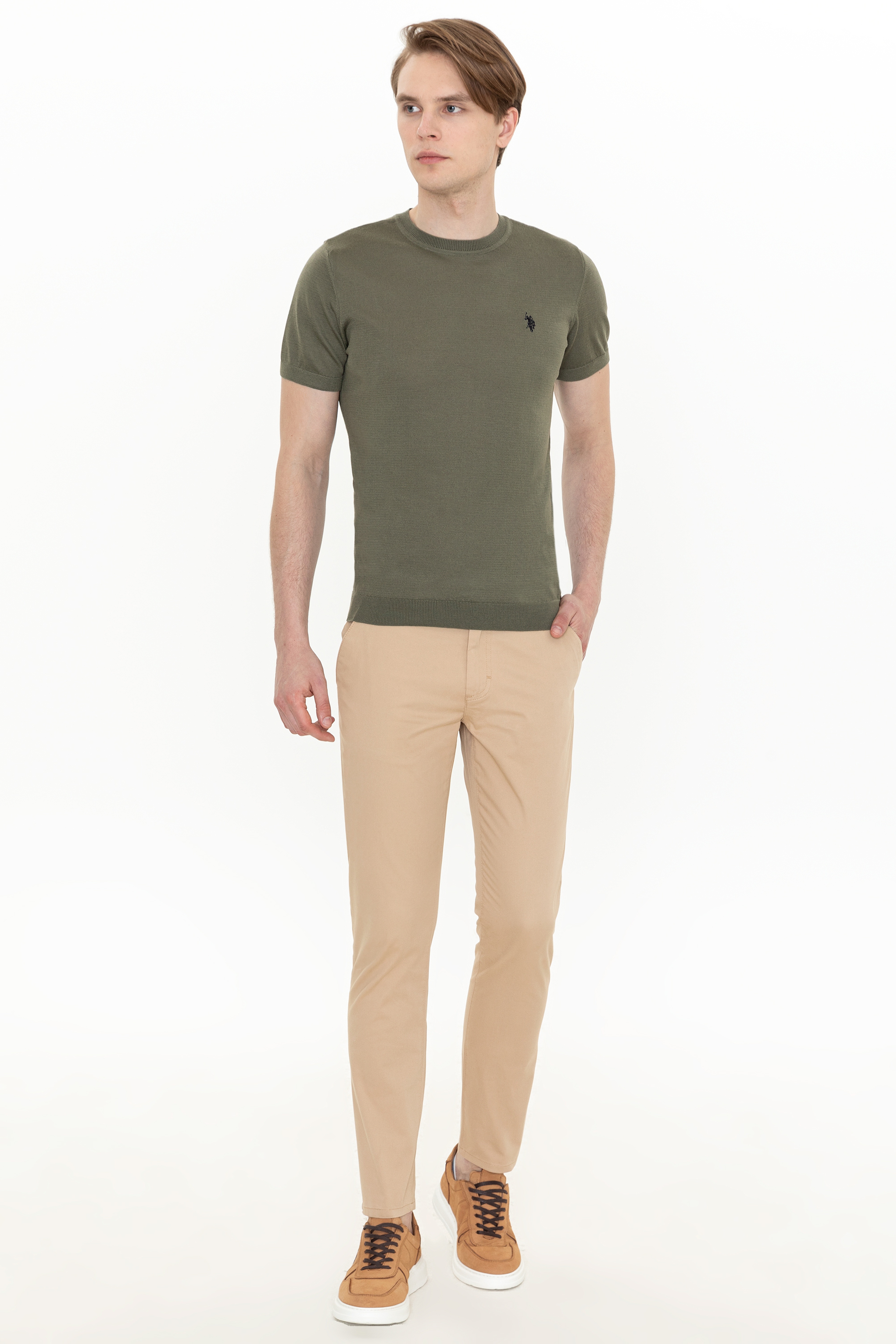 Erkek Slim Fit Kum Kanvas Pantolon - Image 1