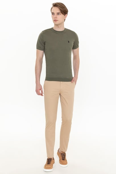 Erkek Slim Fit Kum Kanvas Pantolon