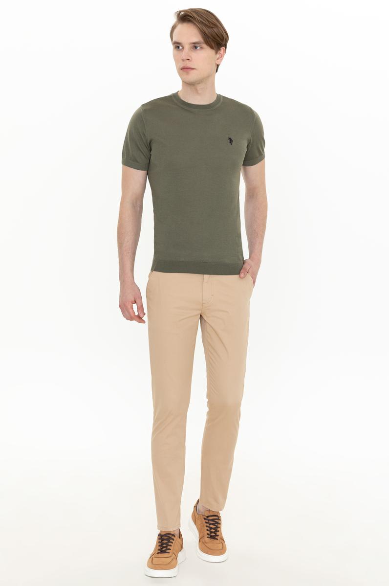 Erkek Slim Fit Kum Kanvas Pantolon