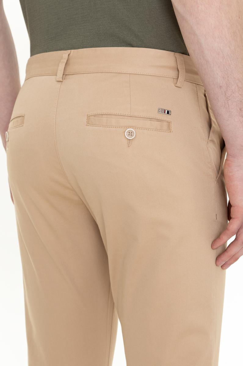 Erkek Slim Fit Kum Kanvas Pantolon