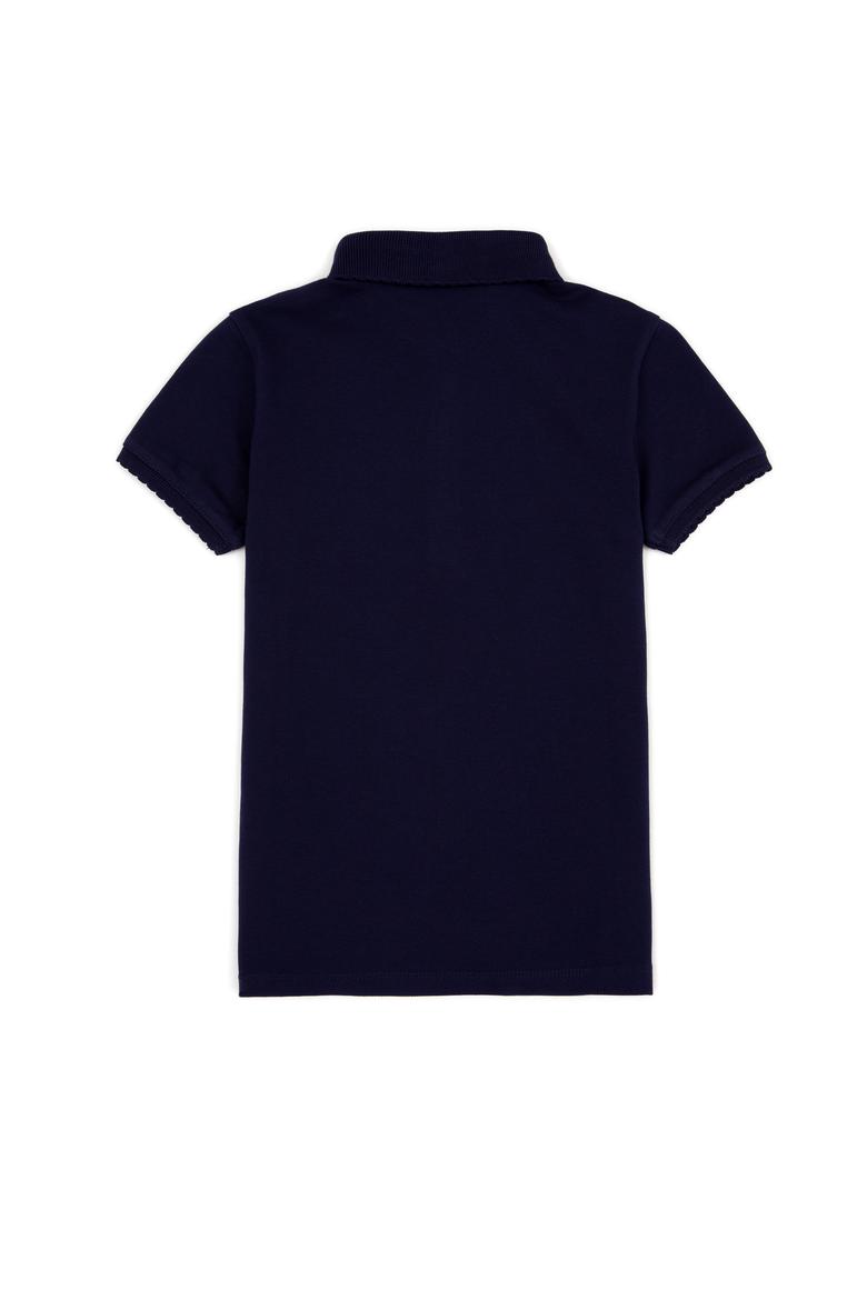 Kız Çocuk Lacivert Basic Polo Yaka Tişört - 50246800085