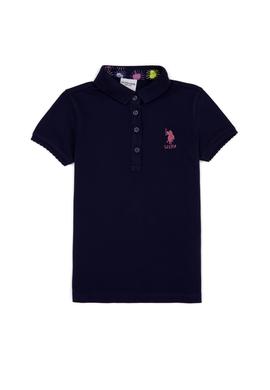 Kız Çocuk Lacivert Basic Polo Yaka Tişört - 50246800085