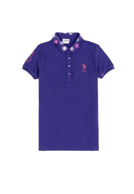 Kız Çocuk Mavi Basic Polo Yaka Tişört - 50246795094