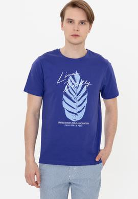 Erkek Mavi Bisiklet Yaka Tişört - 50246117047