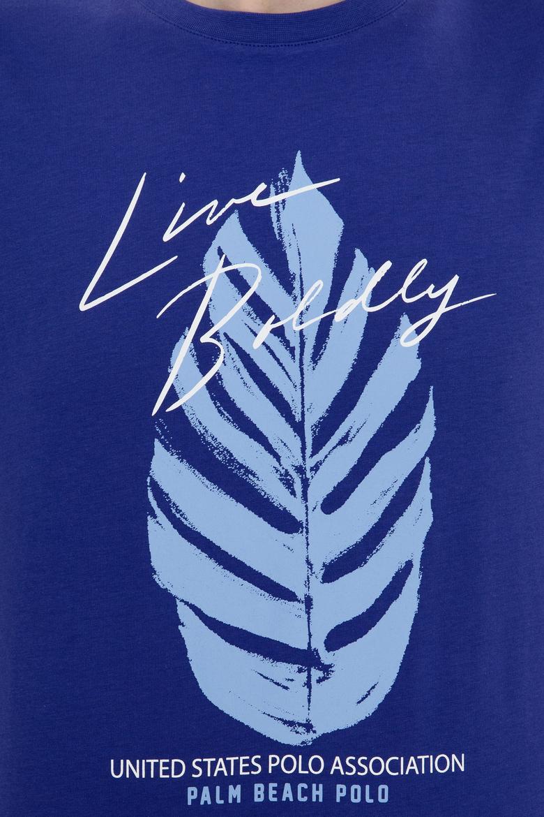 Erkek Mavi Bisiklet Yaka Tişört - 50246117047