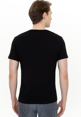 Erkek Siyah Bisiklet Yaka T-Shirt - 50247332023